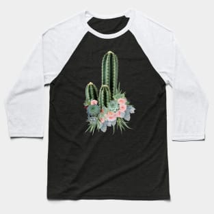 Succulents plants and pink roses Baseball T-Shirt